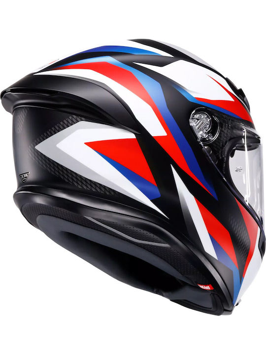 AGV K6 S Timewarp Mat Black/Red/Blue Motorcycle Helmet Full Face ECE 22.06 1255gr with Pinlock
