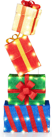 Costway Costway Set of 4 Illuminated Christmas Gift Boxes Multicoloured Ribbons Cm25232de