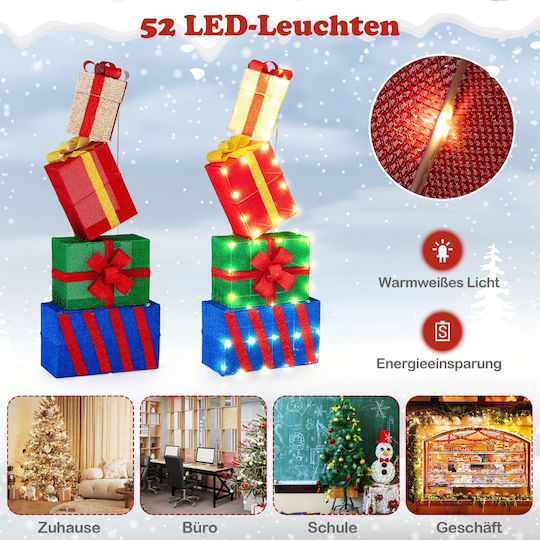 Costway Costway Set of 4 Illuminated Christmas Gift Boxes Multicoloured Ribbons Cm25232de