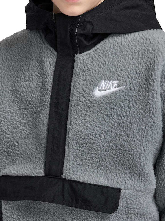 Fleece Kids Sweatshirt with Hood and Pockets Gray