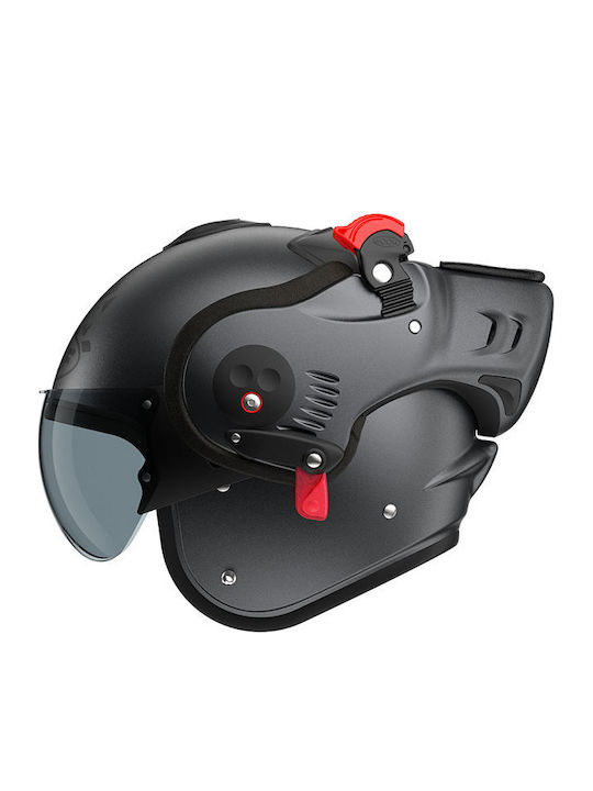 Roof Boxer Alpha Metal Graphite Motorcycle Helmet Flip-Up ECE 22.06 with Sunvisor