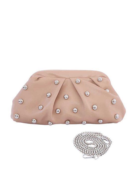 Celestino Women's Clutch Handbag Artificial Leather Studs Beige