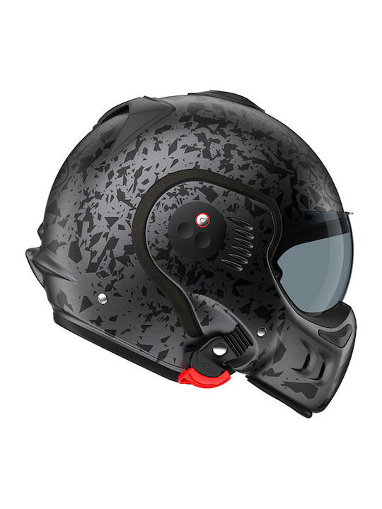 Roof Boxer Alpha Metal Graphite Motorcycle Helmet Flip-Up ECE 22.06 with Sunvisor