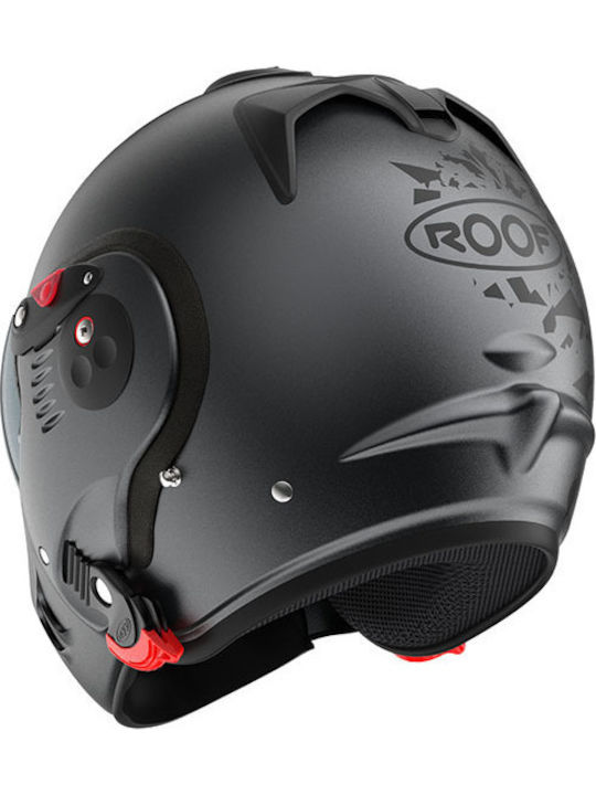 Roof Boxer Alpha Metal Graphite Motorcycle Helmet Flip-Up ECE 22.06 with Sunvisor