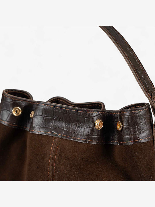 Leder Damenbeutel Schultertasche Brown suede
