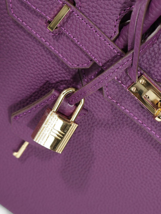 Leder Damen Tote Tasche Lila