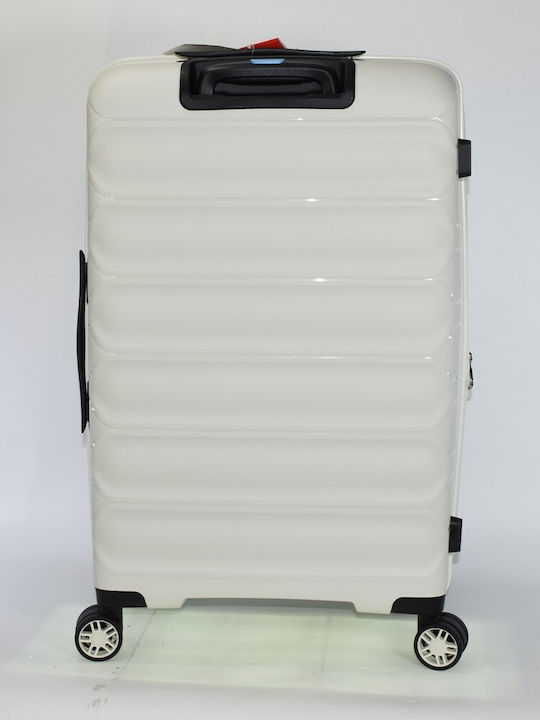 Dielle Large Travel Suitcase Hard White with 4 Wheels Height 77cm