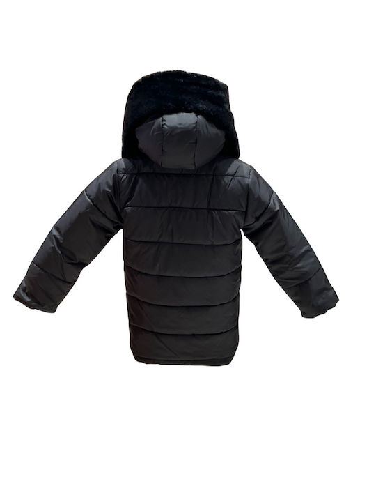 Kids' Fur with Lining & Hood Black