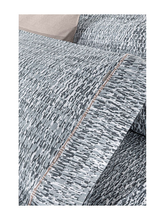 Guy Laroche Beaver Σετ Σεντόνια King Size Φανελένια με Λάστιχο 240x265+35εκ. Titanium (4τμχ)