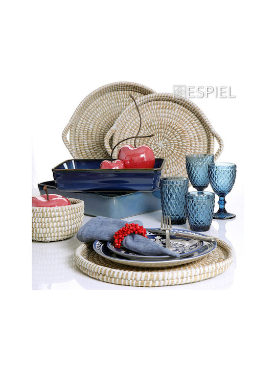 Espiel Set Gläser Wasser aus Glas in Blau Farbe Mit Stiel 4Stück