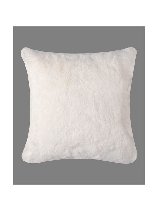 Silk Fashion Decorativer Kissenbezug Kaninchen aus Pelziger Ivory 45x45cm