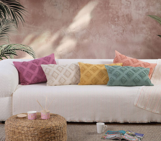 Nef-Nef Homeware Възглавница за диван Josh от 100% Памук Праскова 33x55см