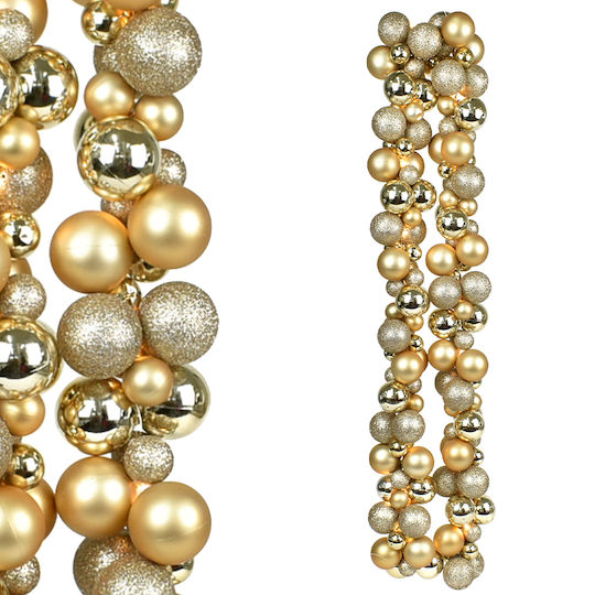 Bakaji Weihnachtskranz 142 Weihnachtskugeln 180cm Lichterkette Gold 02842926