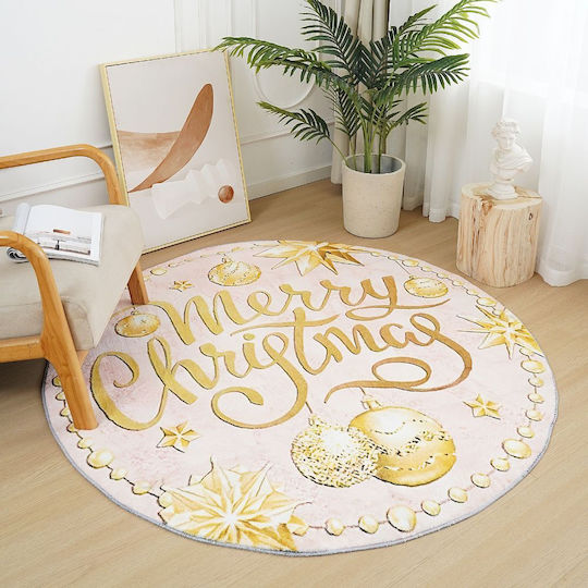Χριστουγεννιάτικο Χαλί “merry Christmas" Imitation Cashmere 150x150cm Ry10-150