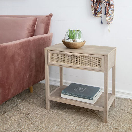 Nachttisch Holz Beige 55x30x55cm