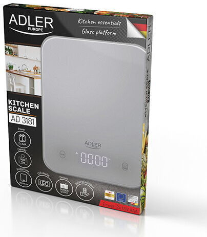 Adler Digital Kitchen Scale Up To 3.181kg Gray
