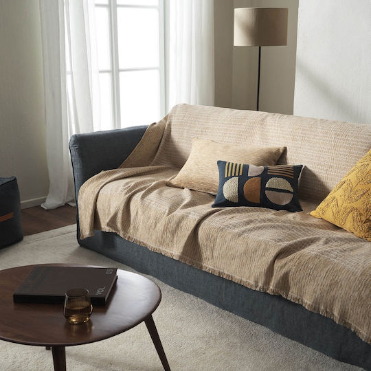 Gofis Home Meadow Ριχτάρι Πολυθρόνας Ζακάρ 160x180εκ. Leaf Gold 160/04 2007160104003