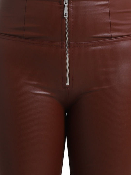 70s Style Mille Faux Damen Stoff Hose Braun