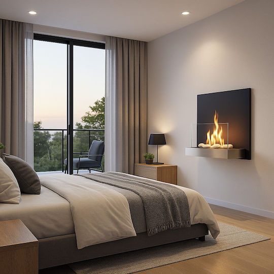 EcoHot Bio Wall 65 Επιτοίχιο Τζάκι Βιοαιθανόλης Εσωτερικού Χώρου Μαύρο 65x26x45cm