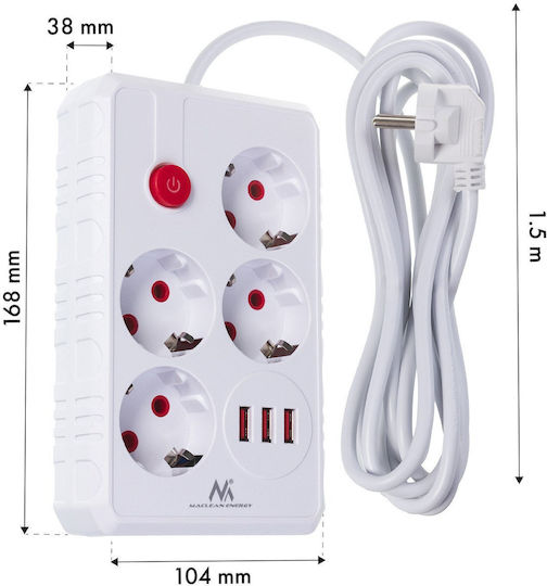 Maclean Energy Power Strip 4 Positions with Cable 1.5m