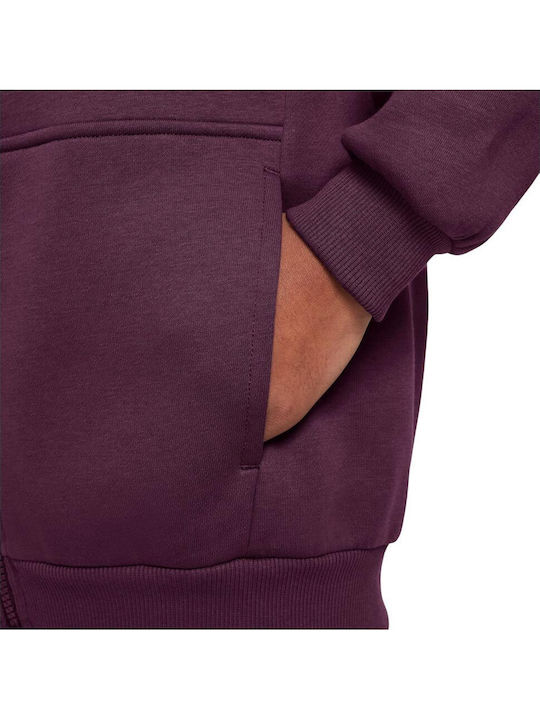 Athletic Kids Cardigan Cotton with Hood Burgundy