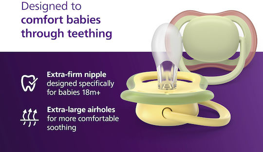 Philips Ultra Air Πιπίλες Σιλικόνης Νυκτός Μωβ για 18+ μηνών 2τμχ