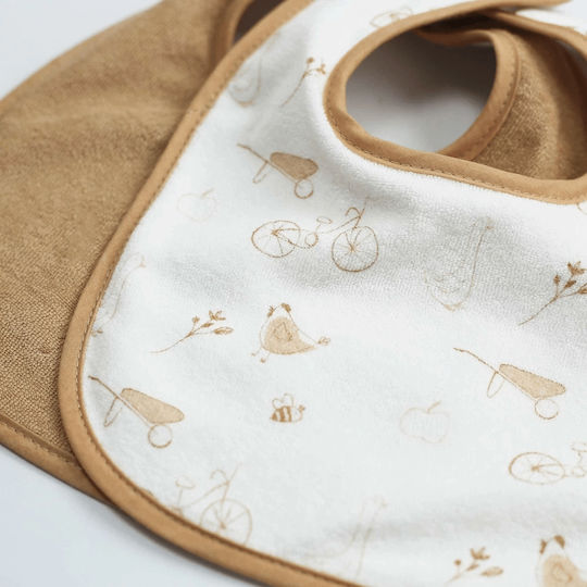 Trois Kilos Sept Bib Fabric with Button Brown 6pcs