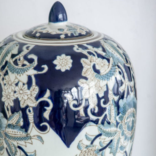 Interni Oggi Dekorative Porzellanvase Blau 20x20xH29cm