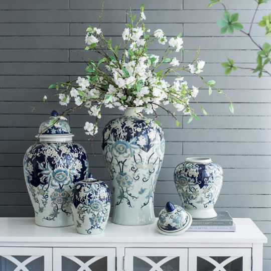 Interni Oggi Dekorative Porzellanvase Blau 20x20xH29cm