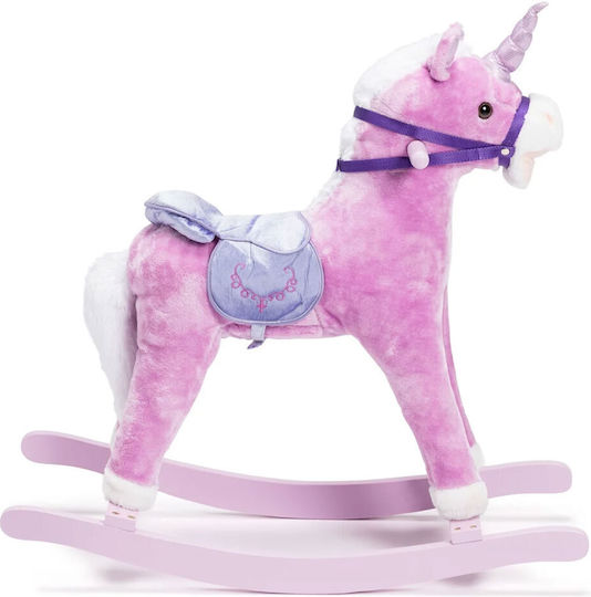 Bakaji Fabric Rocking Toy Unicorn for 3+ months with Sounds Pink