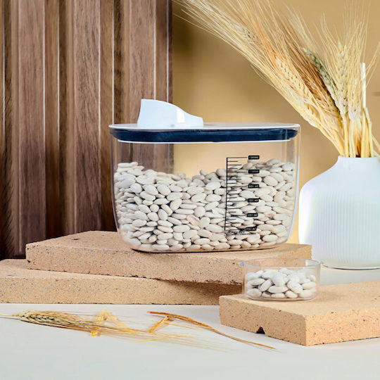 Femmit Food Storage Container 1300ml with Airtight Lid & Dispenser – BPA Free Transparent & White