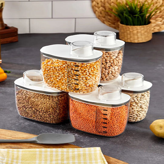 Femmit Food Storage Container 1300ml with Airtight Lid & Dispenser – BPA Free Transparent & White