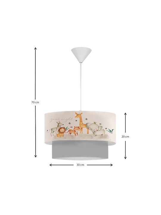 Megapap Kids Fabric Single Ceiling Light E27 Multicolour 60W 70x30cm