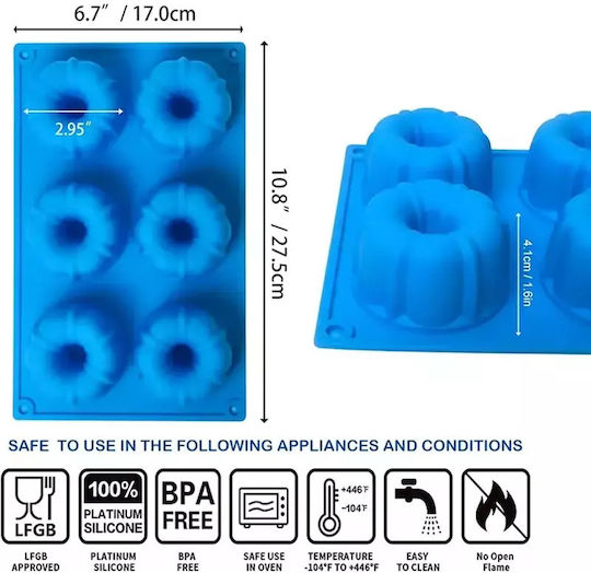 Pandaboo Formă de Patiserie pentru Cupcakes/Muffins din Silicon 6 Locuri 1buc