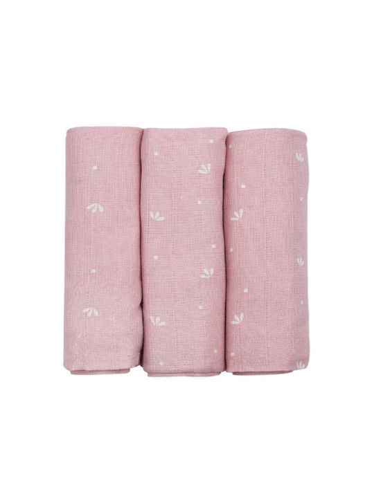 Trois Kilos Sept Musselin-Schultertücher Rosa 70x70cm. 3Stück