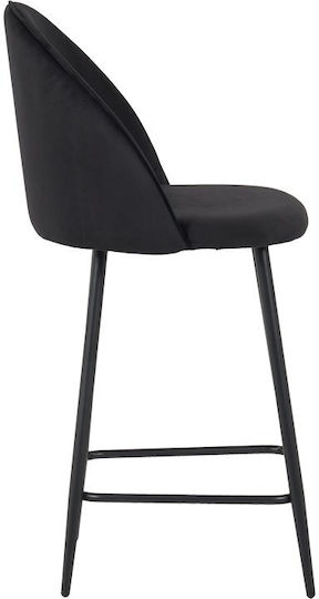 Stool Bar with Backrest Upholstered with Velvet Perch Black Shade 2pcs 50x43x99cm