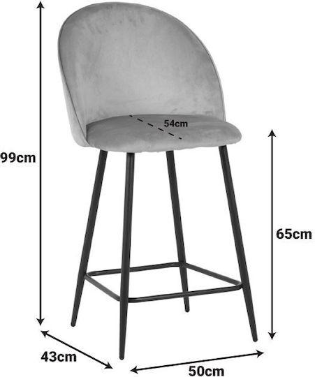 Stool Bar with Backrest Upholstered with Velvet Perch Black Shade 2pcs 50x43x99cm
