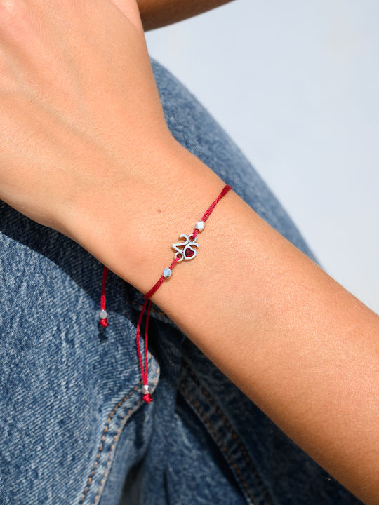 Handmade Kids Bracelet Talisman 2026 Red Heart Silver Plated Zamac