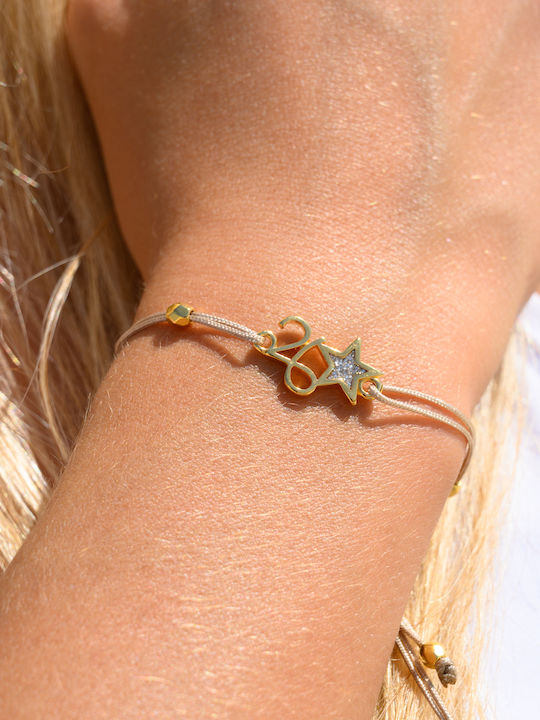 Handmade Kids Bracelet Talisman 2026 Star Beige Zamac Gilded