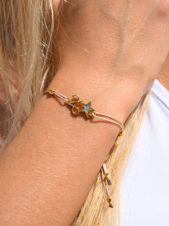 Handmade Kids Bracelet Talisman 2026 Star Beige Zamac Gilded