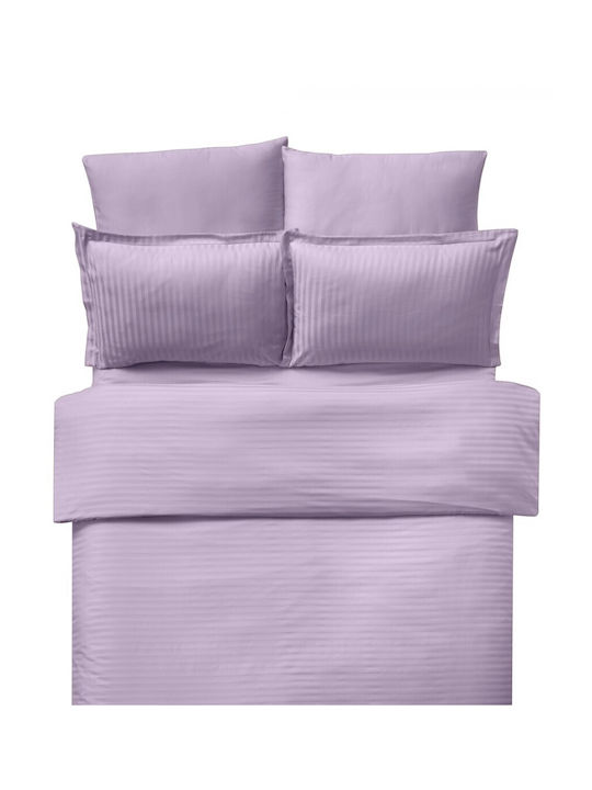 Pucioasa Set Husă de Pilotă Single cu Față de Pernă & 1 Cearsaf 150x210 Liliac