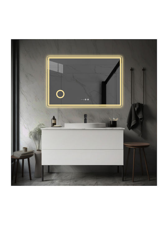 Futura Mărire Oglindă de Baie Dreptunghiulară Lumini LED Atingere 120x80cm