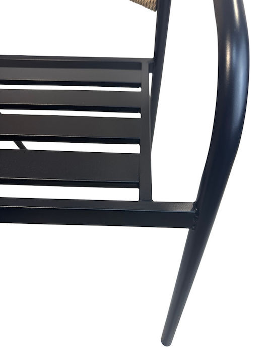 Καρέκλα Εξωτερικού Χώρου Rattan Μαύρη 36x36x75εκ.