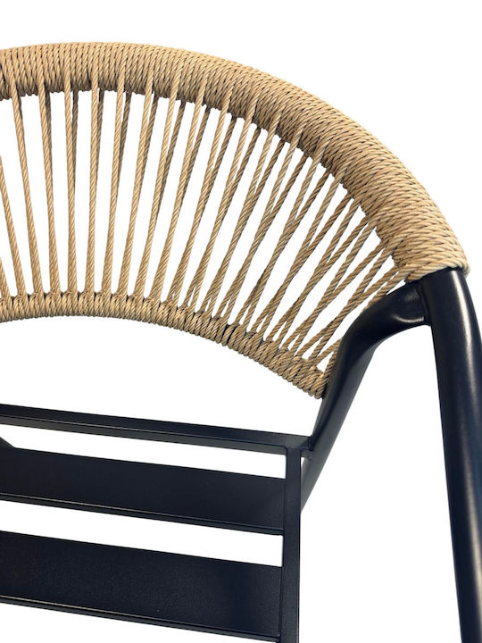 Καρέκλα Εξωτερικού Χώρου Rattan Μαύρη 36x36x75εκ.
