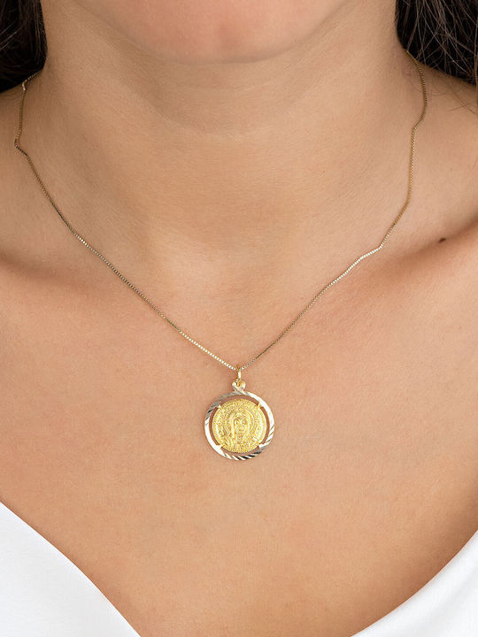 Kiriakos Gofas Pendant Kids Talisman with Chain Konstantinato made of Gold 14K KN575