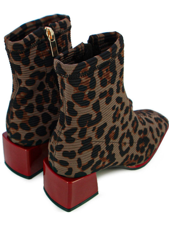Women's Ankle Boots with Medium Heel Brown