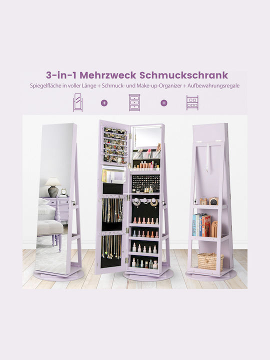 Costway Glas Schmuckkästchen mit Spiegel Lila