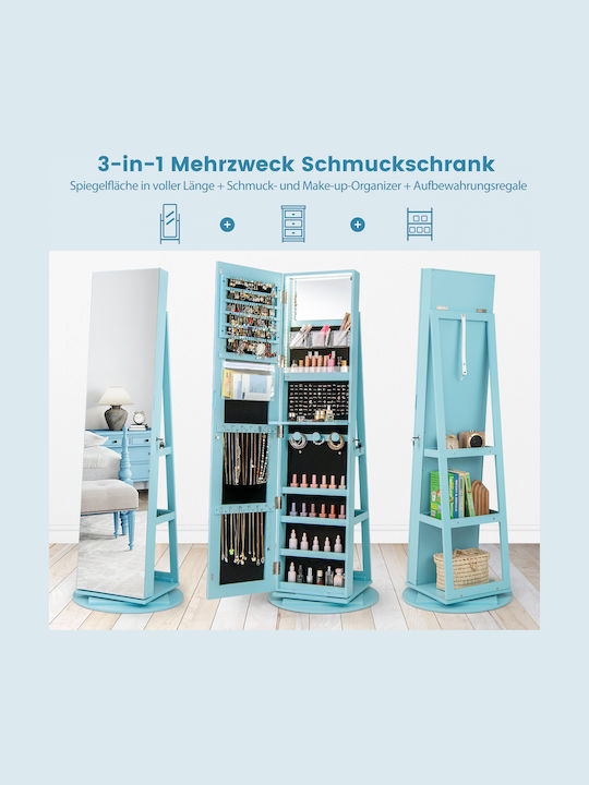 Costway Boden- oder Standspiegel mit Blauem Holzrahmen