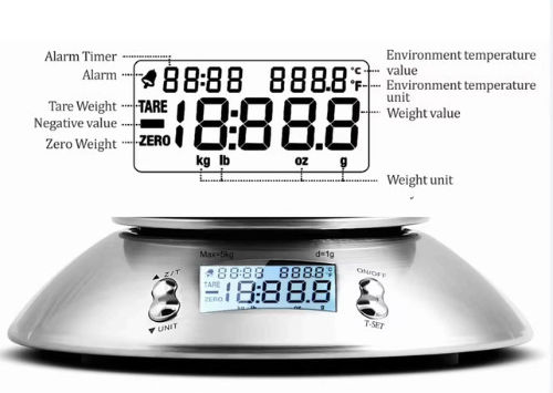 Digital Kitchen Scale with Bucket up to 5kg Inox