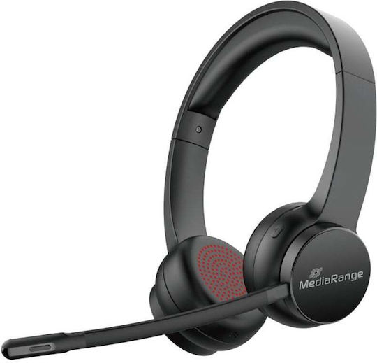 MediaRange Drahtlos Auf dem Ohr Multimedia-Headsets mit Mikrofon und Verbindung Bluetooth in Schwarz Farbe MROS307